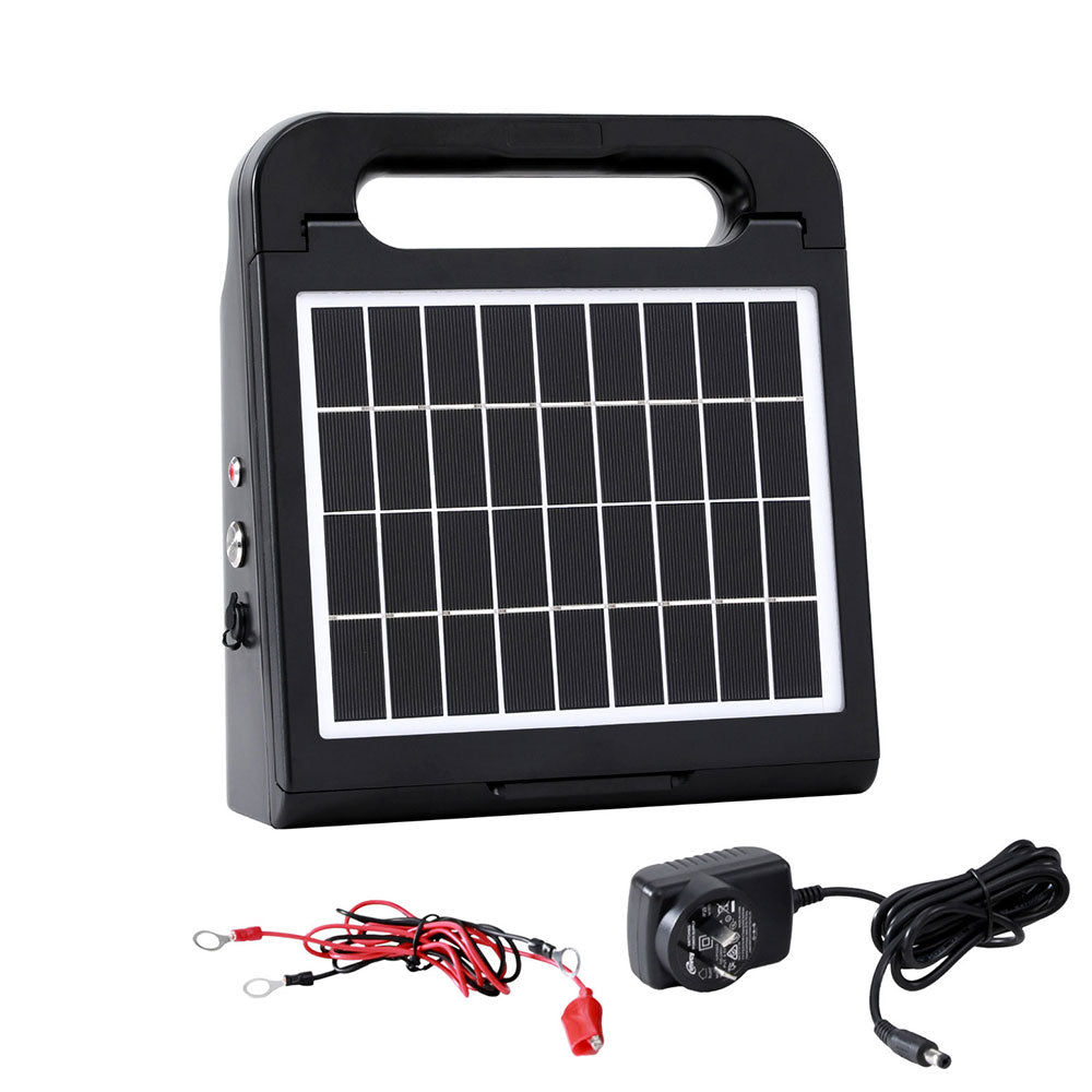 Giantz 10km Electric Fence Energiser Solar Energizer Charger Farm Animal 0.3J - Pet And Farm 
