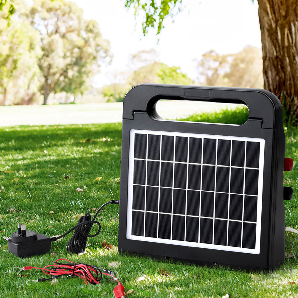 Giantz 10km Electric Fence Energiser Solar Energizer Charger Farm Animal 0.3J - Pet And Farm 