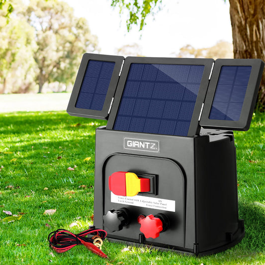 Giantz 8km Electric Fence Energiser PET Solar Energizer 0.3J - Pet And Farm 