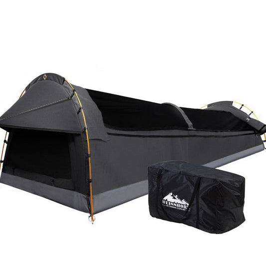 Weisshorn Camping Swags King Single Swag Canvas Tent Deluxe Dark Grey Large - Pet And Farm
