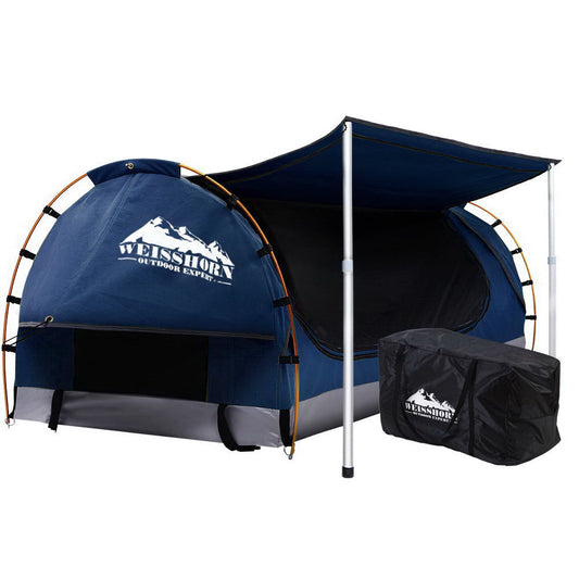 Weisshorn Double Swag Camping Swags Canvas Free Standing Dome Tent Dark Blue - Pet And Farm