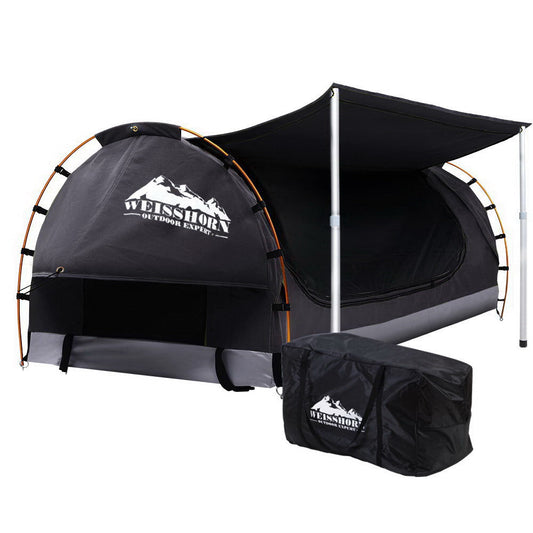 Weisshorn Double Swag Camping Swags Canvas Free Standing Dome Tent Dark Grey - Pet And Farm