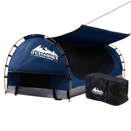Weisshorn Swag King Single Camping Canvas Free Standing Swags Blue Dome Tent - Pet And Farm