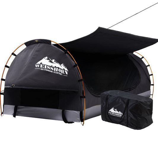 Weisshorn Swag King Single Camping Swags Canvas Free Standing Tent Dome Grey - Pet And Farm