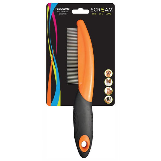 Scream Flea Comb Loud Orange 20cm - Pet And Farm