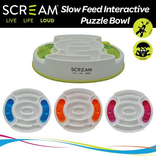 Scream SLOW FEED INTERACTIVE PUZZLE BOWL - Pet And Farm 