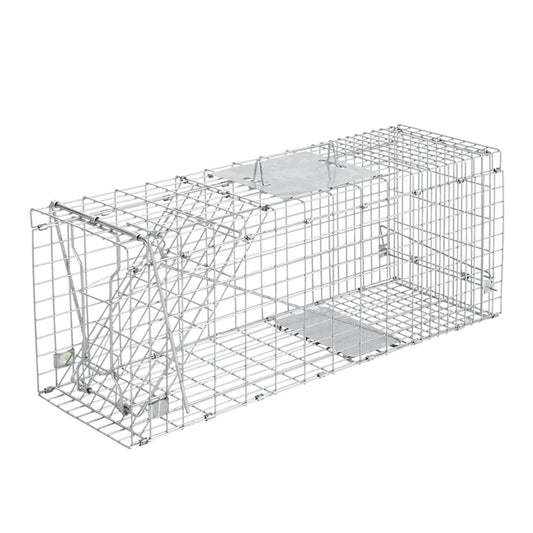 Humane Animal Trap Cage 94 x 34 x 36cm  - Silver - Pet And Farm 