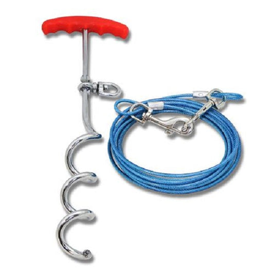 Tie Out Stake & 4.5m Tie Out Cable Combo - Pet And Farm