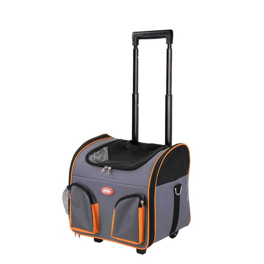 Pet Trolley Dog Cat Puppy Travel Wheeled Cart Portable Foldable Carrier Orange - Pet And Farm