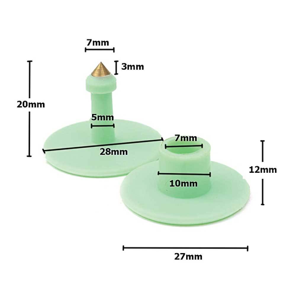 100x Cattle Ear Tags Set - Round Green Blank Pig Sheep Goat Cow Livestock Label