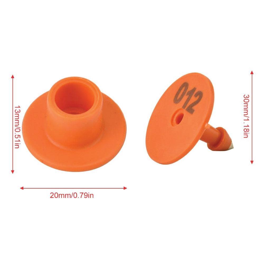 1-100 Cattle Number Ear Tag Set - Round Orange Pig Sheep Goat Livestock Label - Pet And Farm 