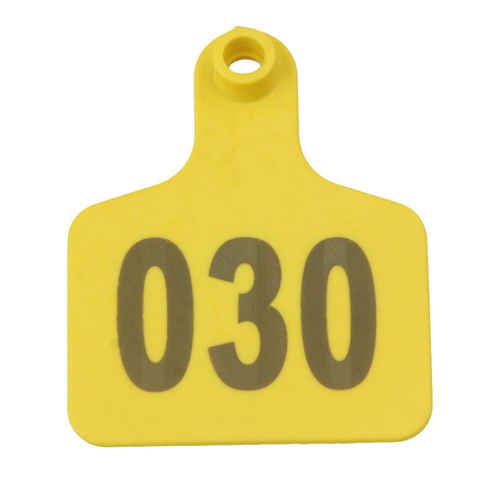 1-100 Cattle Number Ear Tags 5x4cm Set - Small Yellow Pig Goat Livestock Label