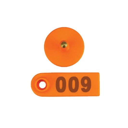 1-100 Cattle Number Ear Tag 5x2cm Set - Orange Mini Pig Sheep Livestock Label - Pet And Farm 