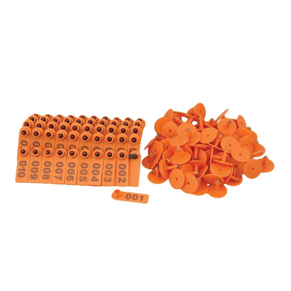 1-100 Cattle Number Ear Tag 5x2cm Set - Orange Mini Pig Sheep Livestock Label - Pet And Farm 