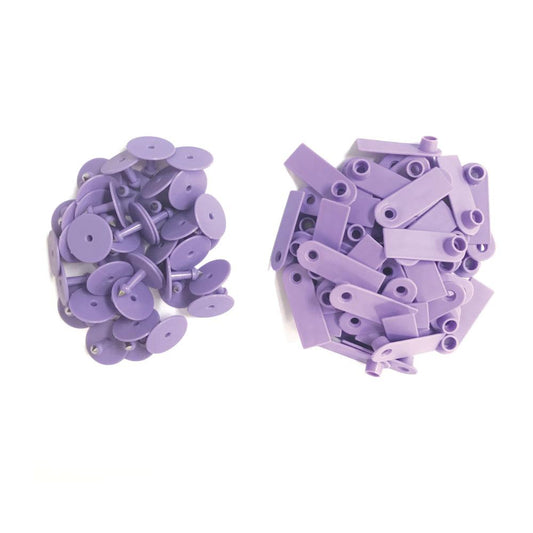 100x Cattle Ear Tags 5x2cm Purple Cow Sheep Pig Small Animal Livestock Label Tag - Pet And Farm 