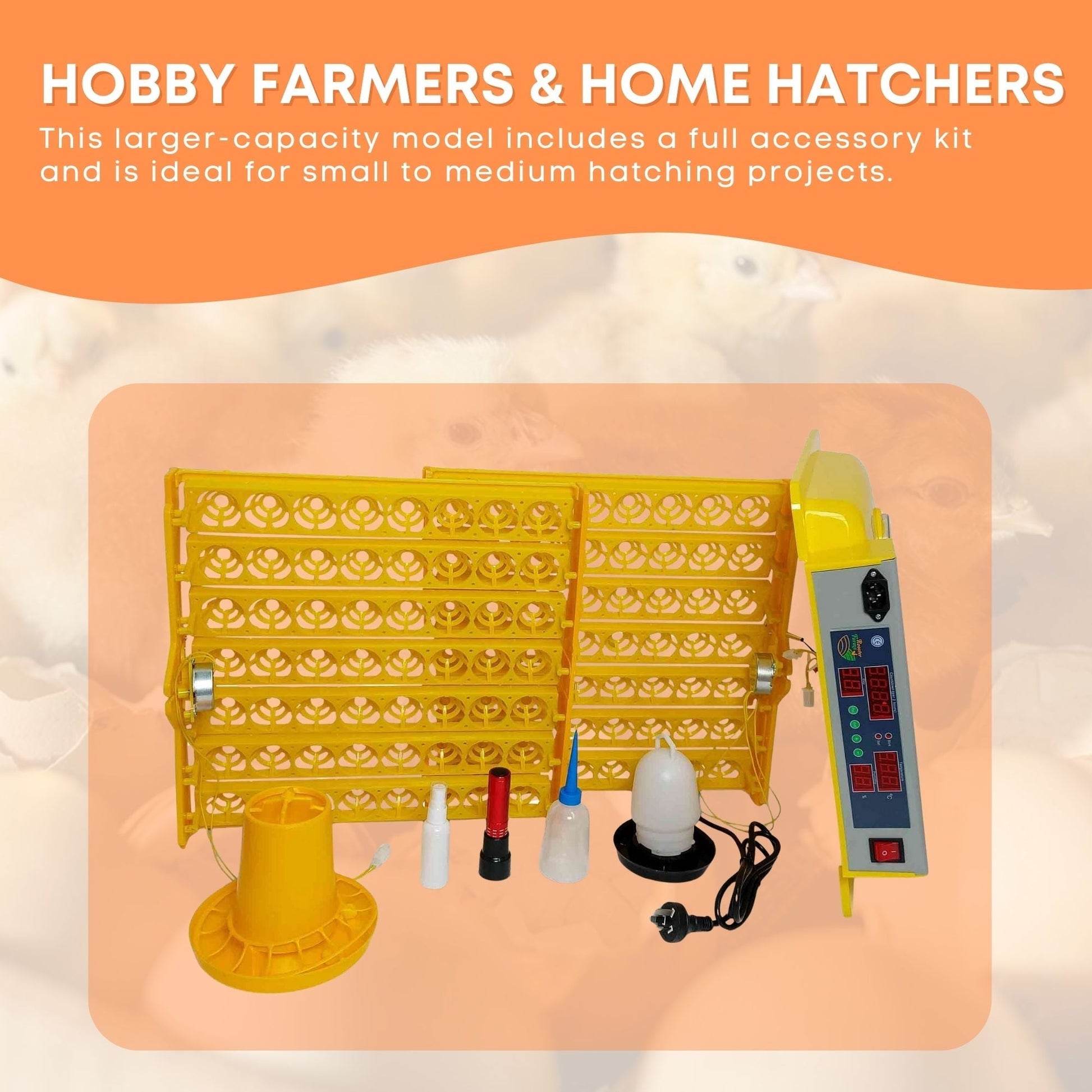 Rooster Farms Electric 112 Egg Incubator + Accessories for Chicken Quail Duck - Pet And Farm 