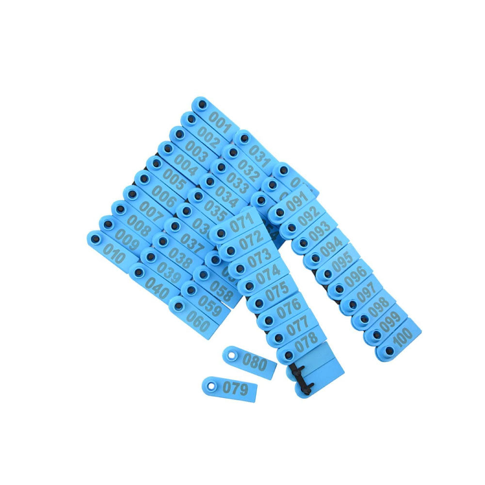 1-100 Cattle Number Ear Tags Set 5x2cm - Blue Small Cow Sheep Pig Livestock Label - Pet And Farm 