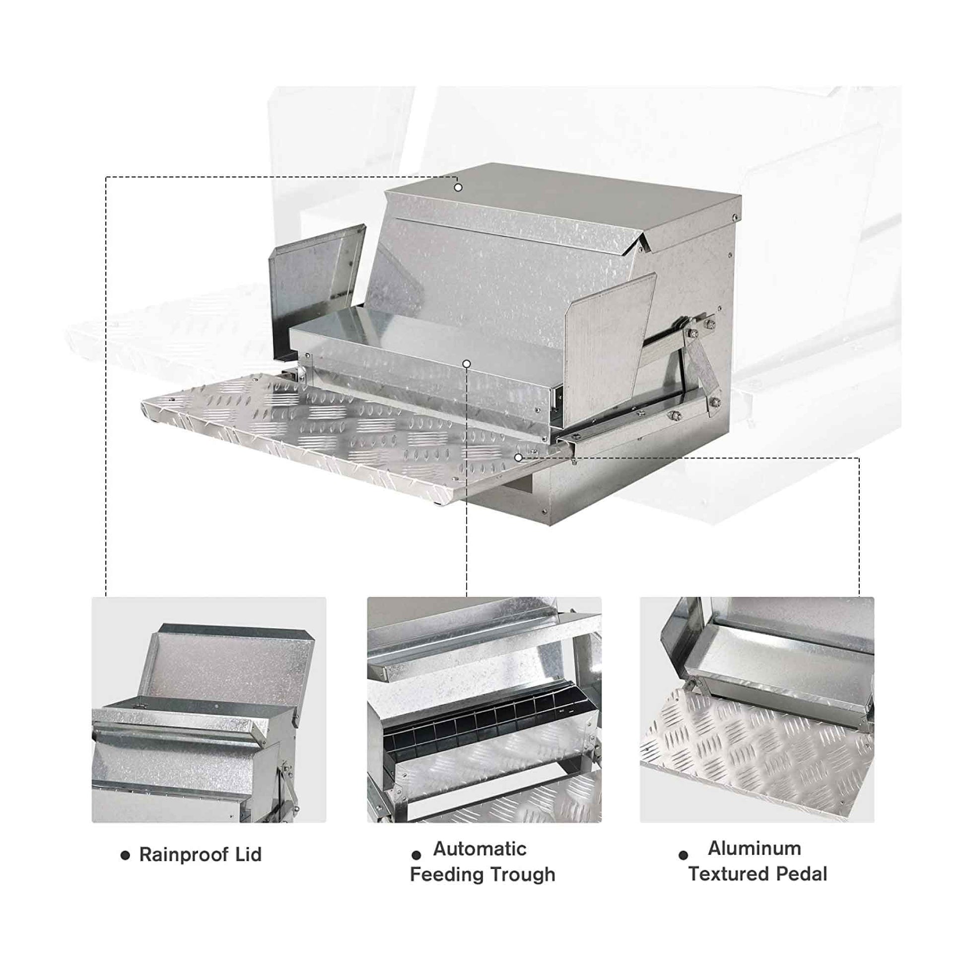 9kg Automatic Chook Chicken Feeder Poultry Auto Treadle Aluminium Metal Feeders - Pet And Farm 