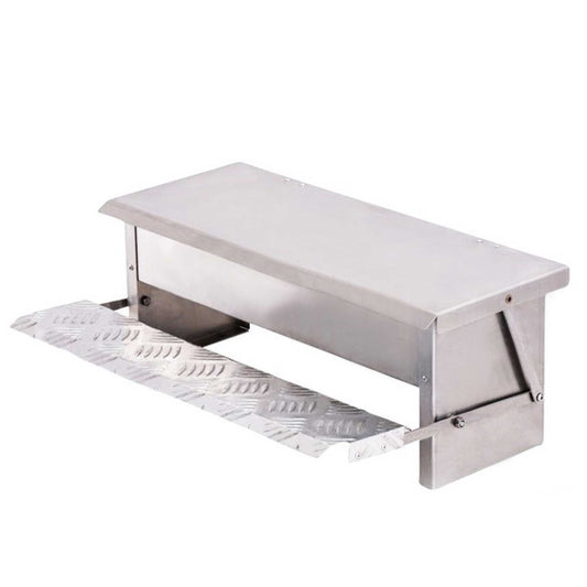 6.5L Automatic Chook Chicken Feeder Poultry Auto Treadle Aluminium Metal Coop - Pet And Farm