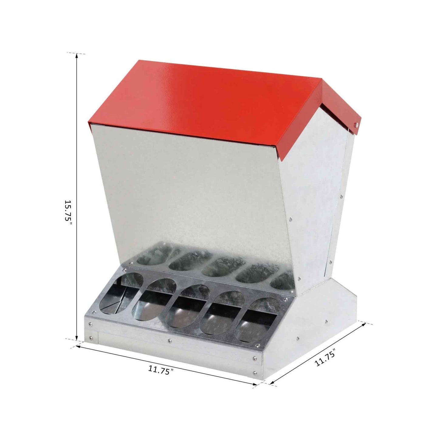 10kg Automatic Chook Chicken Feeder Poultry Auto Trough Galvanised Metal Feeders - Pet And Farm 