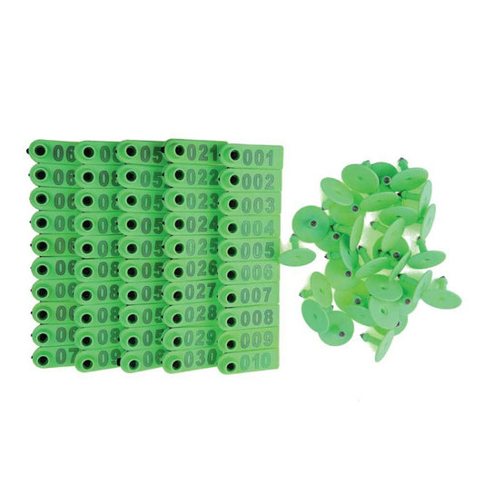 1-100 Cattle Number Ear Tag 5x2cm Set - Mini Green Cow Sheep Pig Livestock Label - Pet And Farm 
