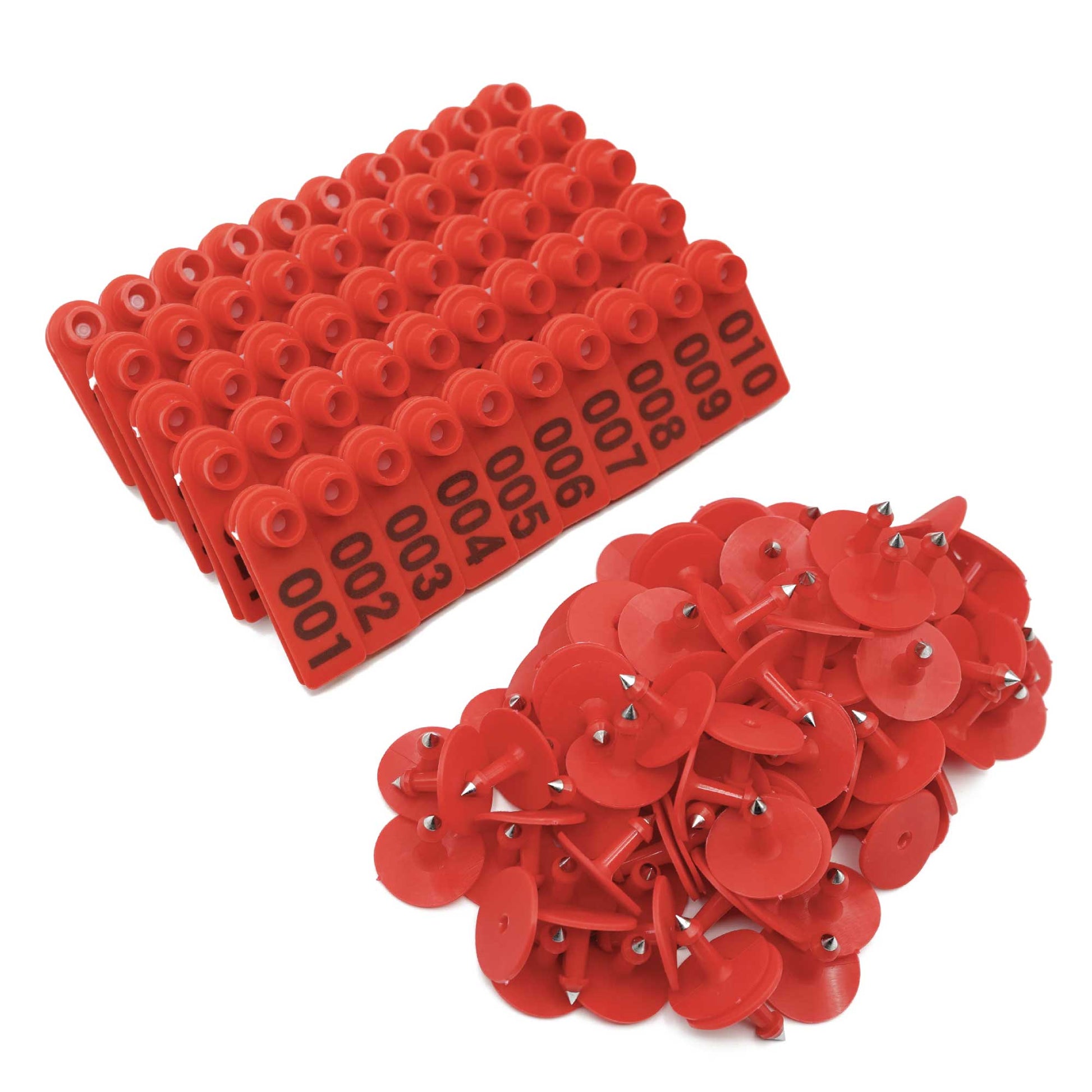 1-100 Cattle Number Ear Tag 5x2cm Set - Mini Red Cow Sheep Pig Livestock Label - Pet And Farm 