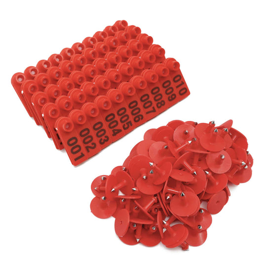 1-100 Cattle Number Ear Tag 5x2cm Set - Mini Red Cow Sheep Pig Livestock Label - Pet And Farm 