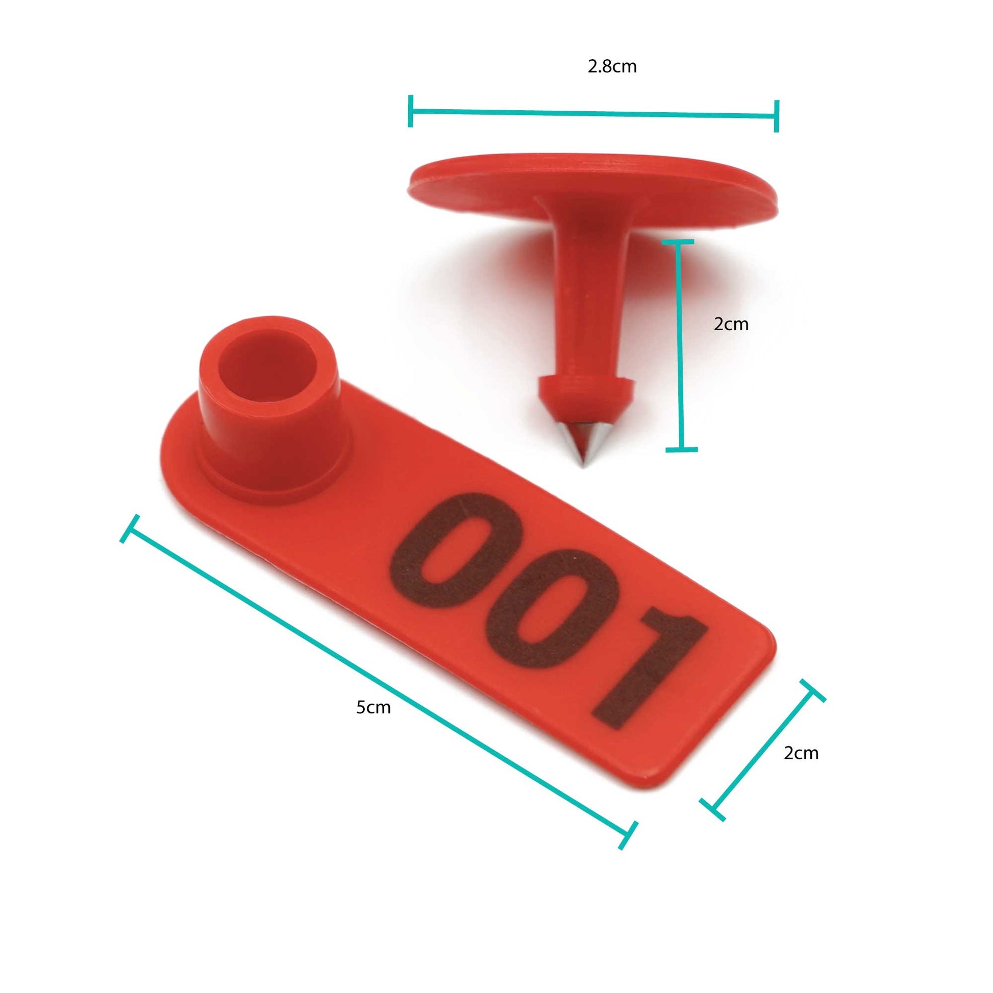 1-100 Cattle Number Ear Tag 5x2cm Set - Mini Red Cow Sheep Pig Livestock Label - Pet And Farm 