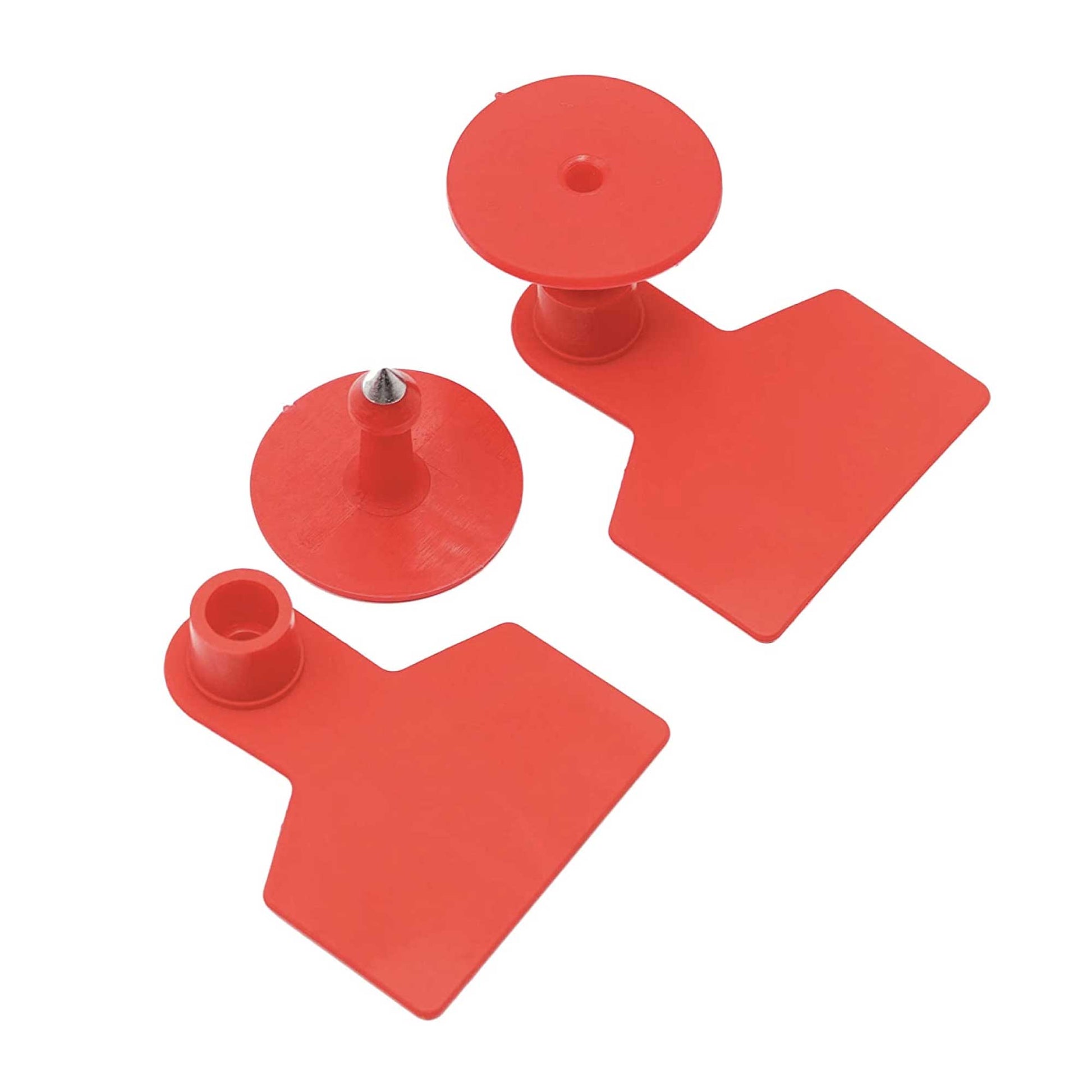 100x Cattle Ear Tags Set - 5x4cm Small Red Blank Cow Pig Sheep Livestock Label - Pet And Farm 