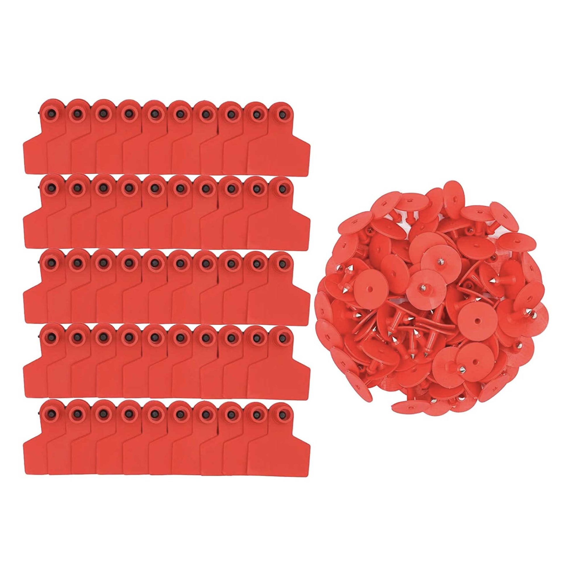 100x Cattle Ear Tags Set - 5x4cm Small Red Blank Cow Pig Sheep Livestock Label - Pet And Farm 