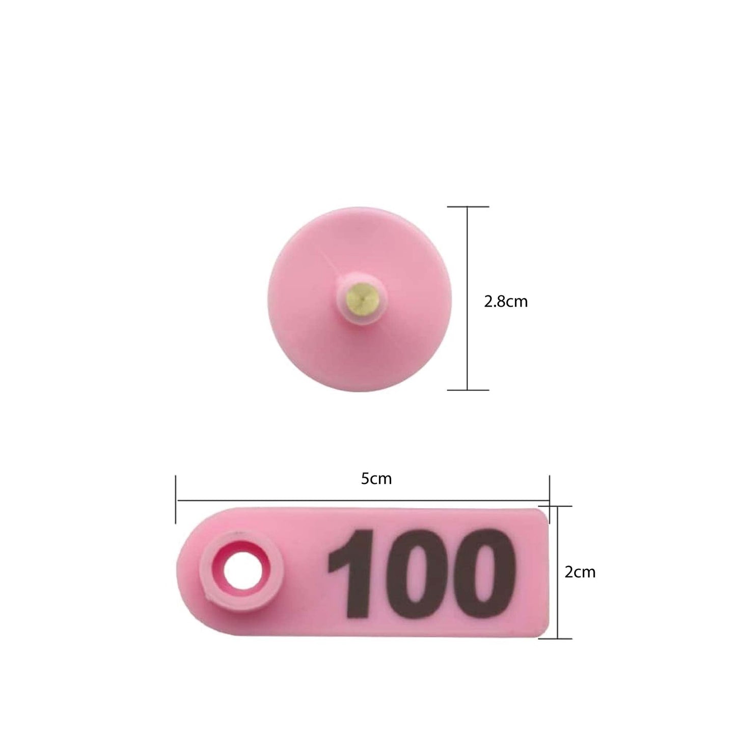 1-100 Cattle Number Ear Tag 5x2cm Set - Mini Pink Cow Sheep Pig Livestock Label - Pet And Farm 