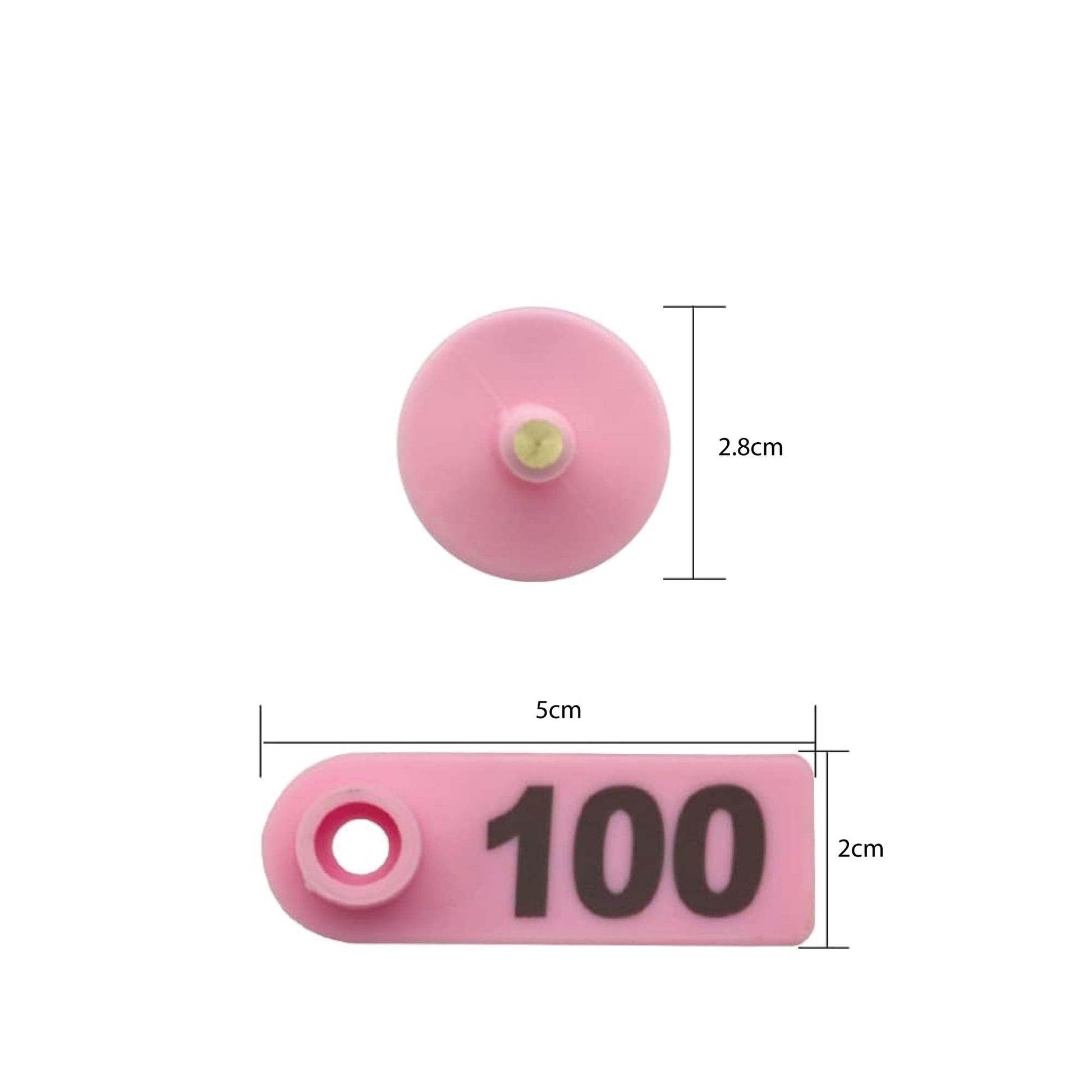 1-100 Cattle Number Ear Tag 5x2cm Set - Mini Pink Cow Sheep Pig Livestock Label - Pet And Farm 