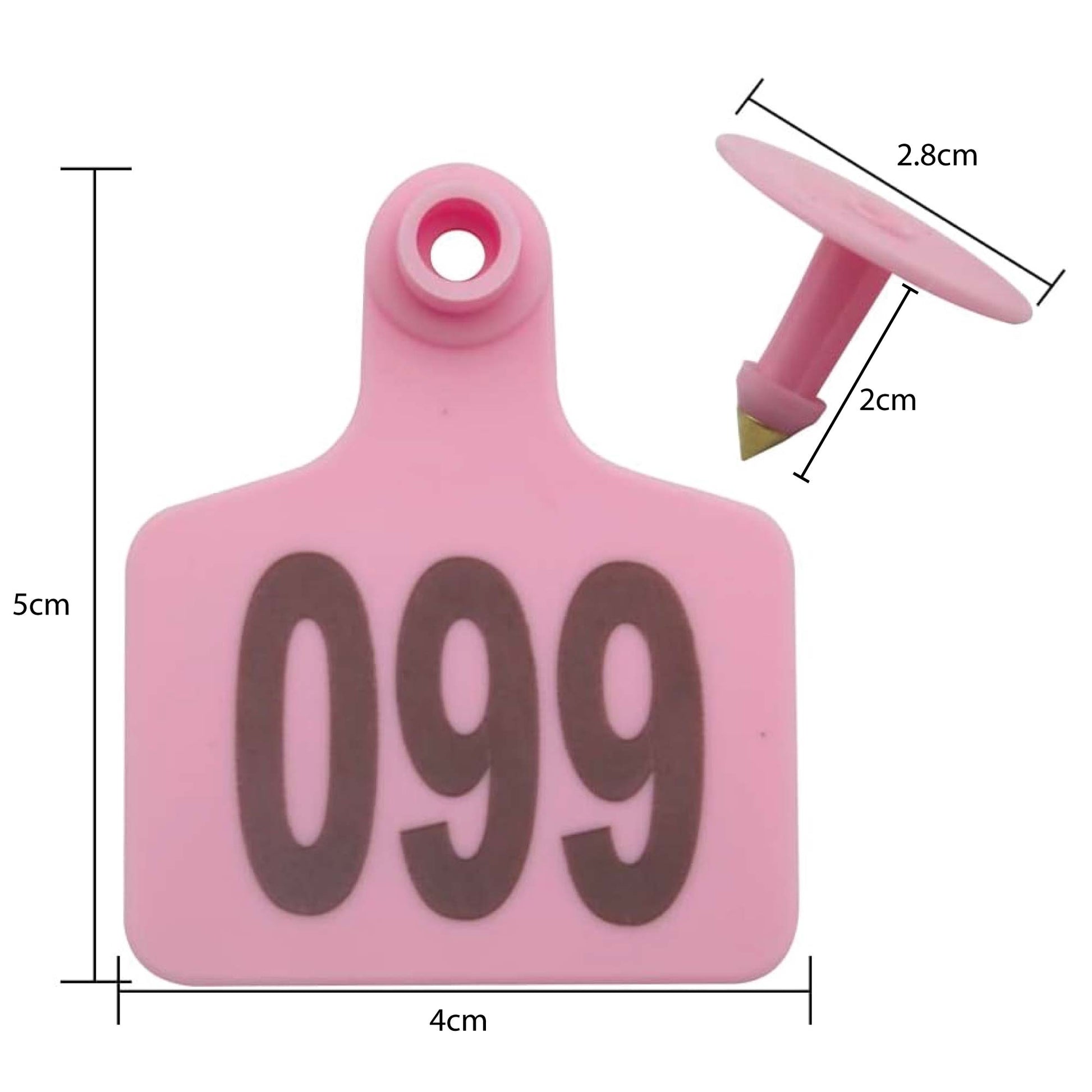 1-100 Cattle Number Ear Tags 5x4cm Set - Small Pink Pig Goat Livestock Label - Pet And Farm 