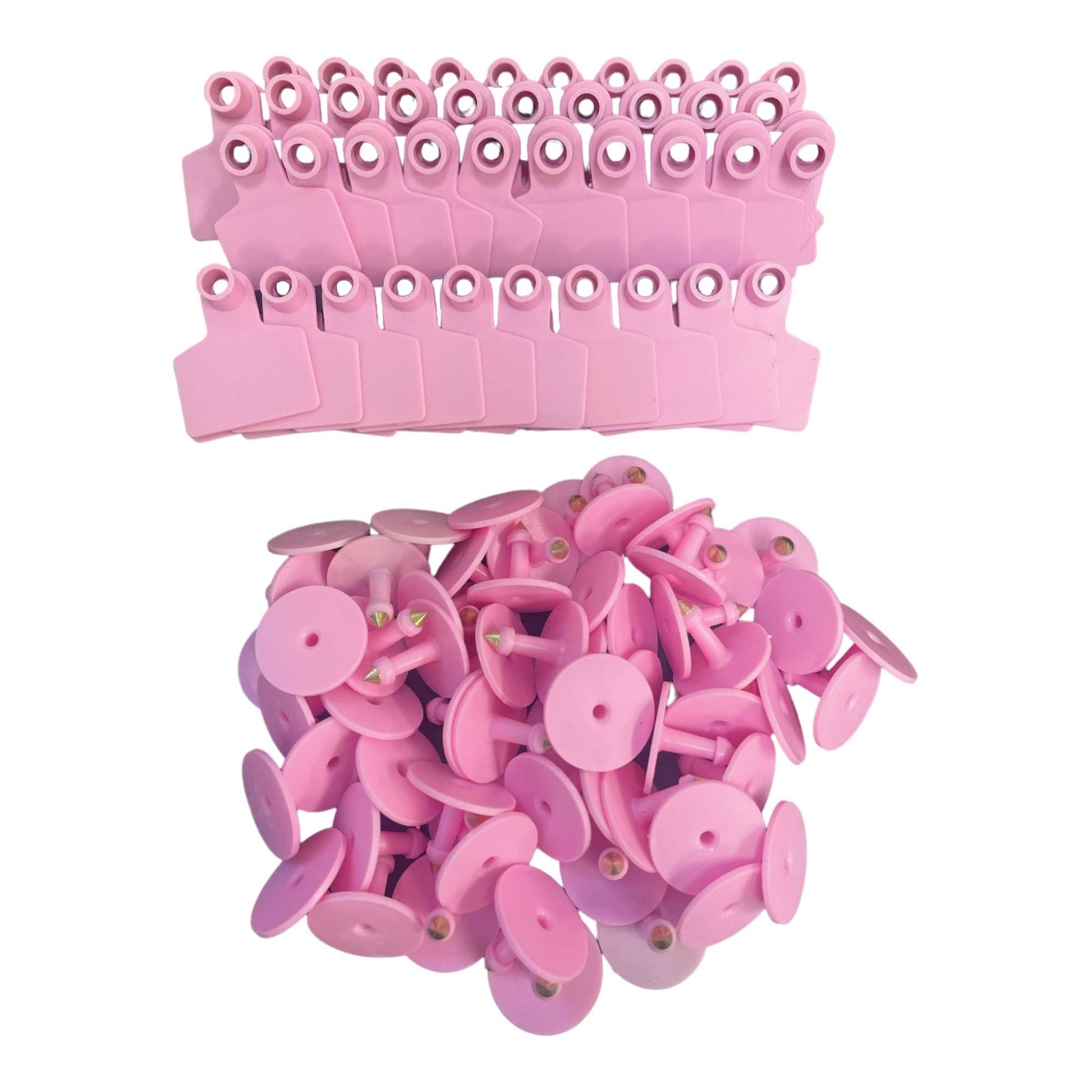 100x Cattle Ear Tags 6x7cm Set - Medium Pink Blank Cow Sheep Livestock Label - Pet And Farm 