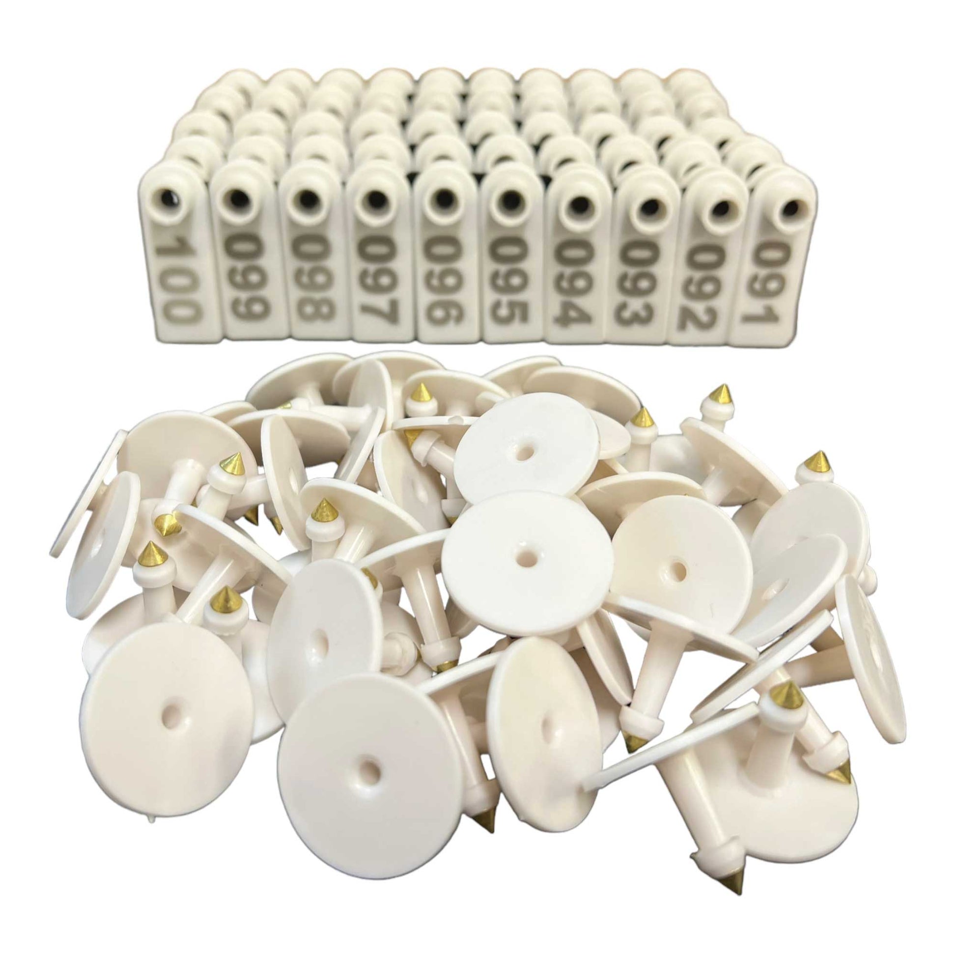 1-100 Cattle Number Ear Tag 5x2cm Set - Mini White Cow Sheep Pig Livestock Label - Pet And Farm 