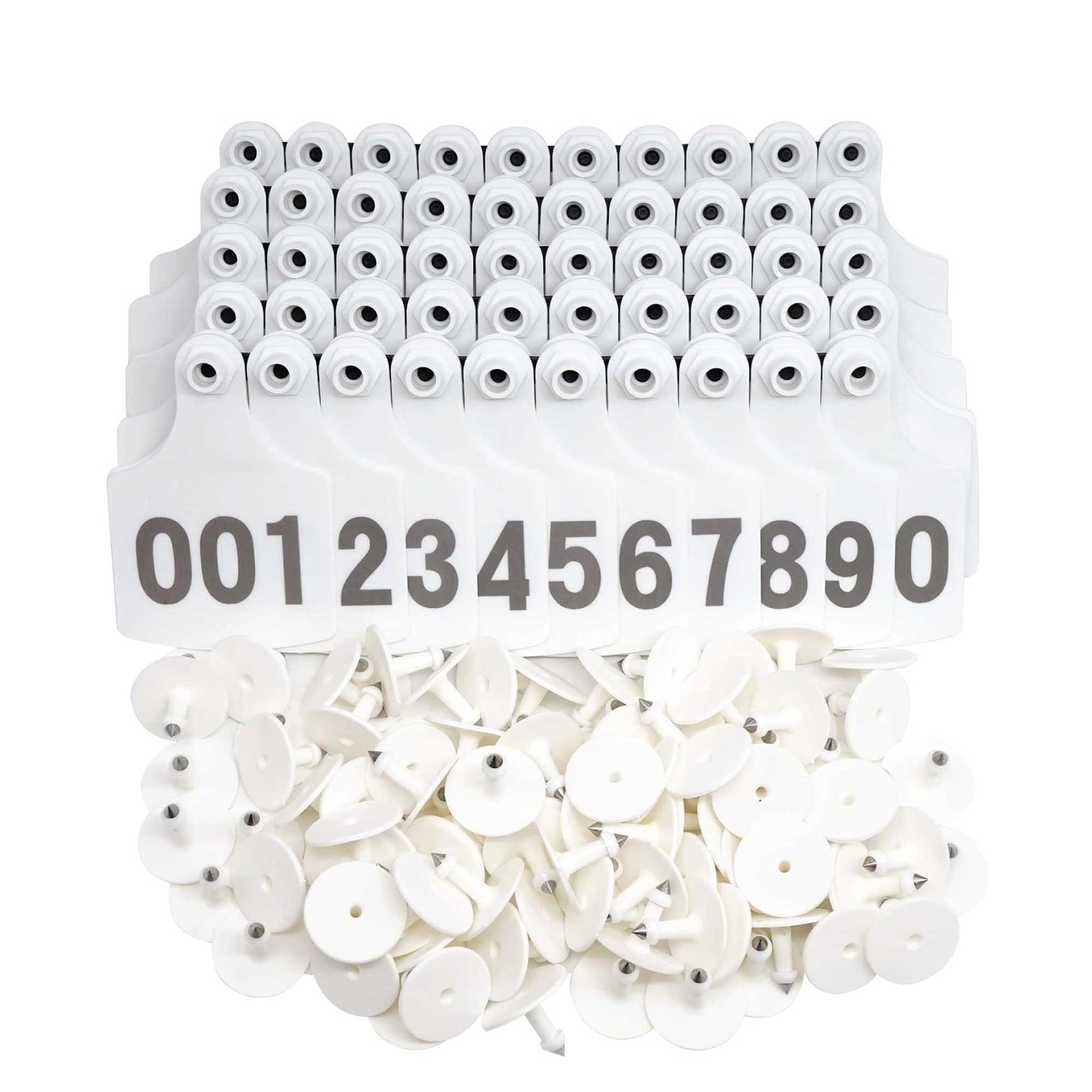 1-100 Cattle Number Ear Tag 6x7cm Set - Medium White Cow Sheep Livestock Label - Pet And Farm 
