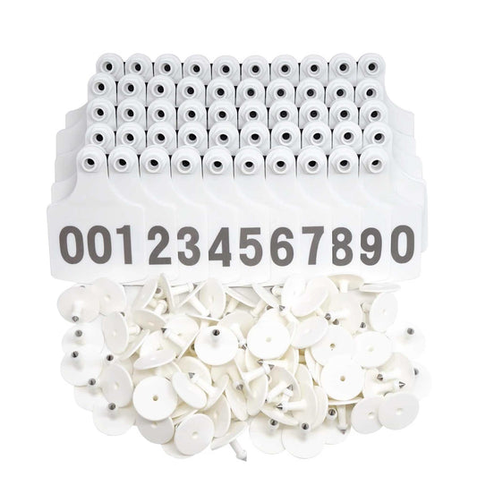 1-100 Cattle Number Ear Tag 6x7cm Set - Medium White Cow Sheep Livestock Label - Pet And Farm 