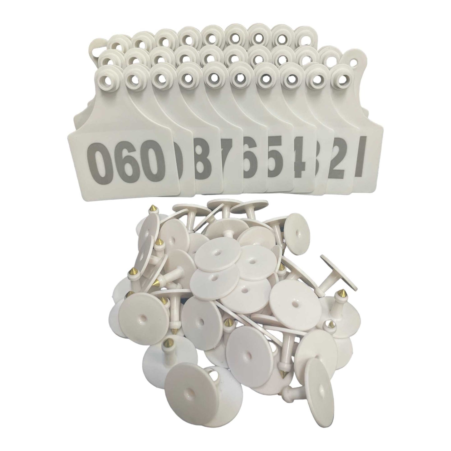 1-100 Cattle Number Ear Tags 7x10cm Set - XL White Cow Sheep Livestock Labels - Pet And Farm 