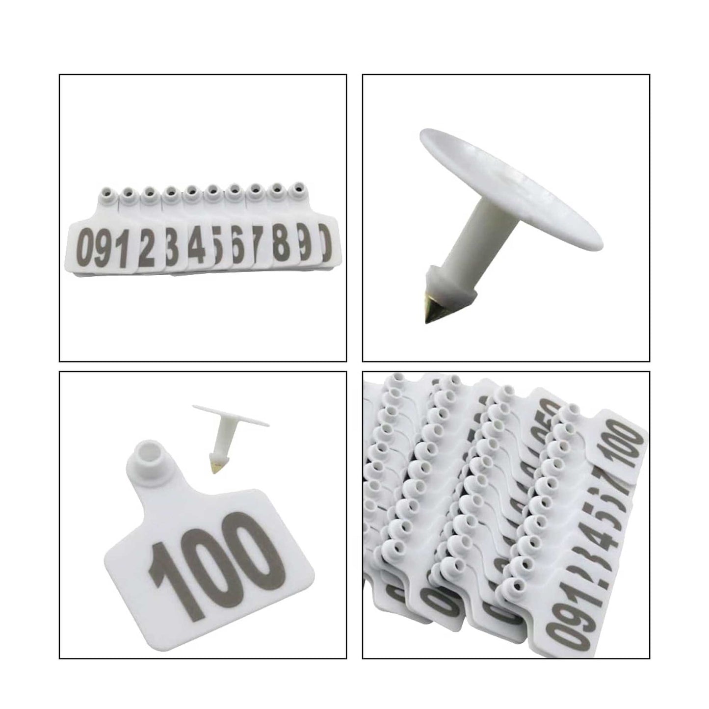 1-100 Cattle Number Ear Tags 7x10cm Set - XL White Cow Sheep Livestock Labels - Pet And Farm 