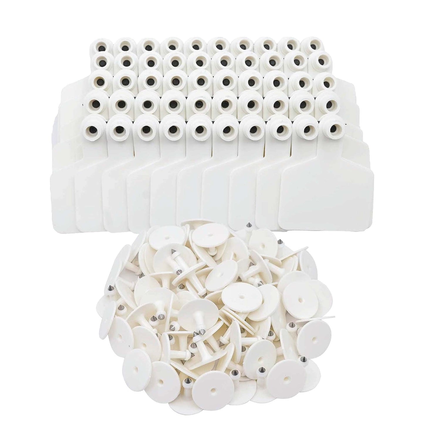 100x Cattle Ear Tags 6x7cm Set - Medium White Blank Cow Sheep Livestock Label - Pet And Farm 