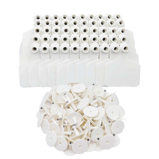100x Cattle Ear Tags 6x7cm Set - Medium White Blank Cow Sheep Livestock Label - Pet And Farm 