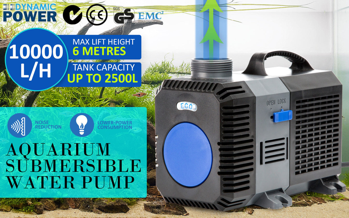 Dynamic Power Aquarium Submersible Pond Water Pump 10000L/H - Pet And Farm 