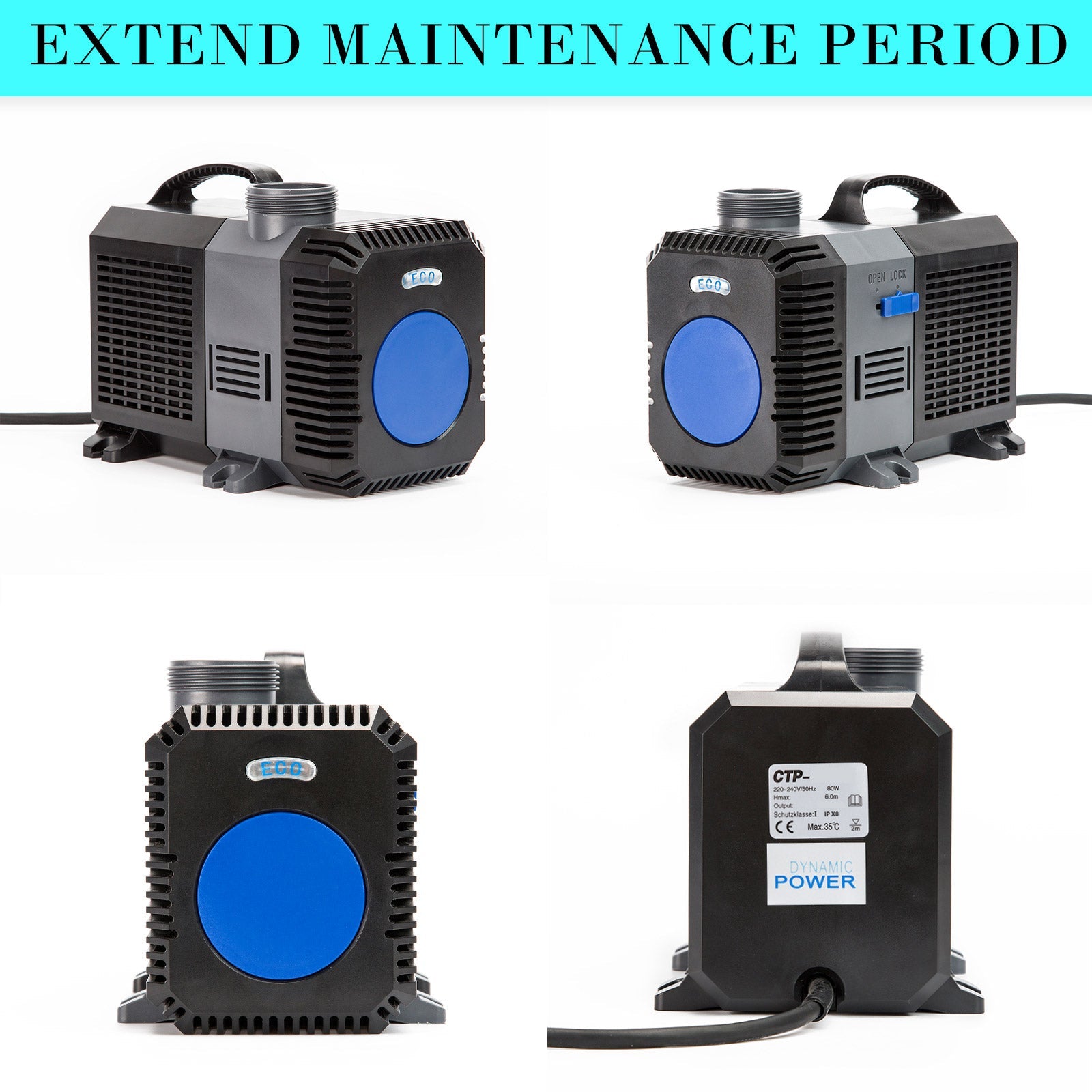 Dynamic Power Aquarium Submersible Pond Water Pump 10000L/H - Pet And Farm 