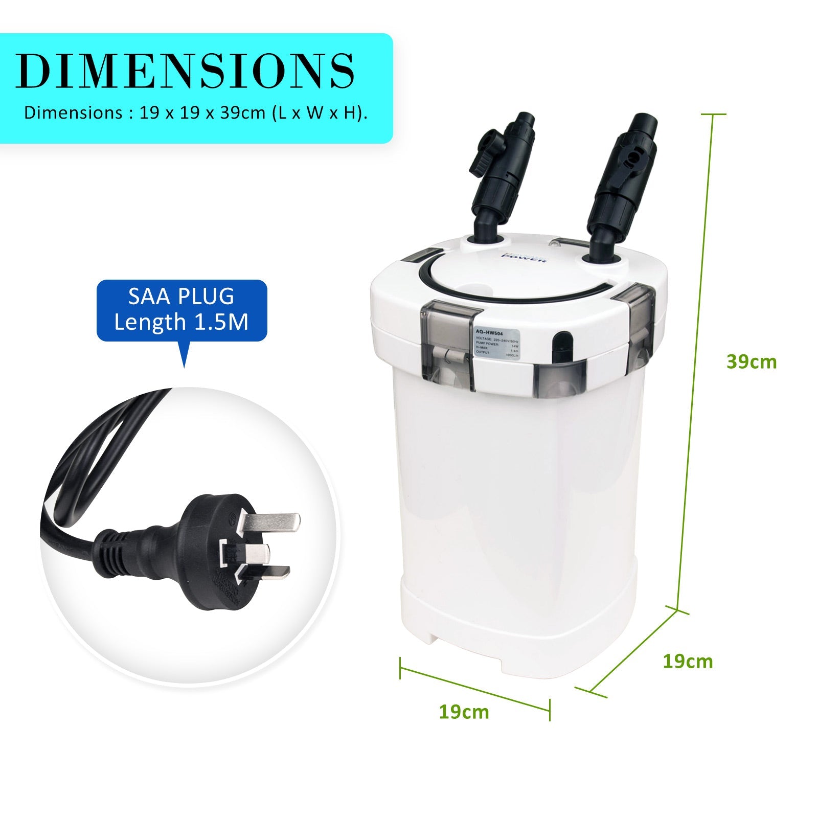 Dynamic Power Aquarium External Canister Filter 1000L/H - Pet And Farm 