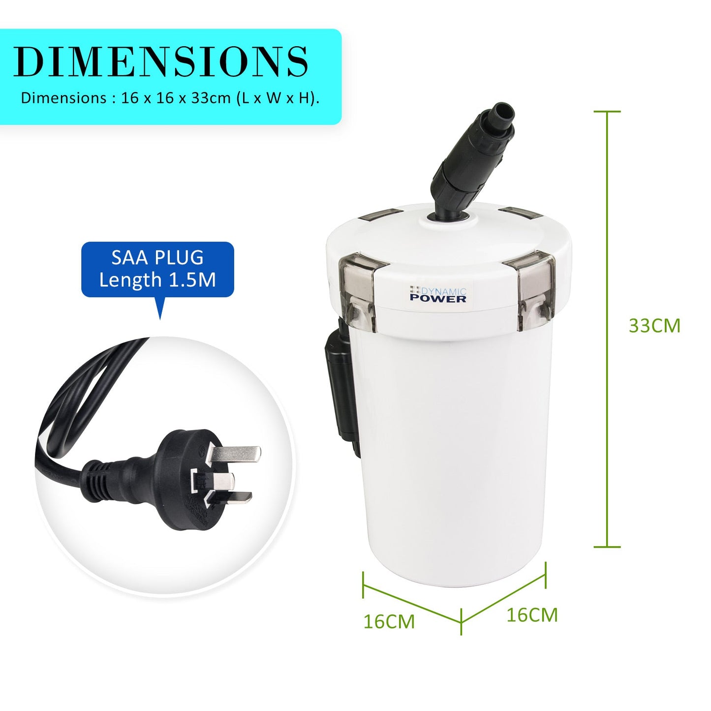 Dynamic Power Aquarium External Canister Filter 400L/H - Pet And Farm 