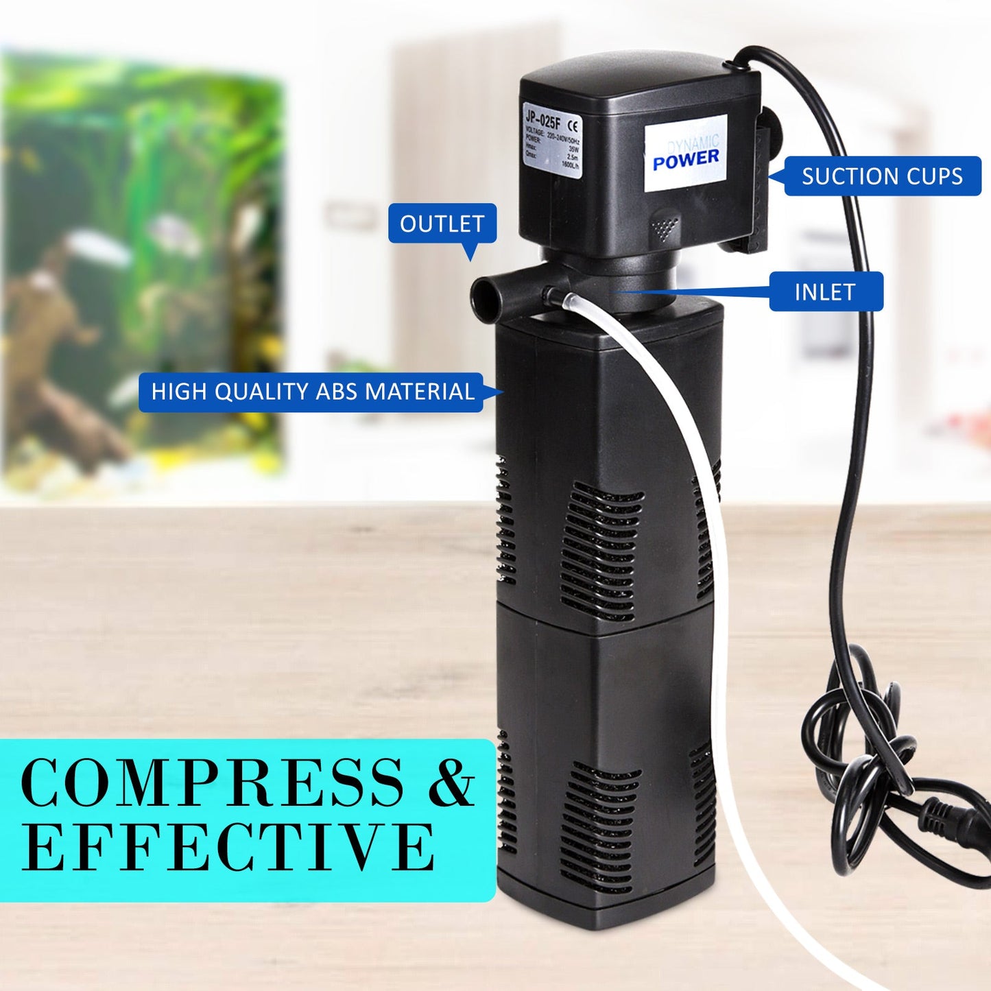 Dynamic Power Aquarium Submersible Filter 1600L/H 35W 2.5m Pond Pump - Pet And Farm 