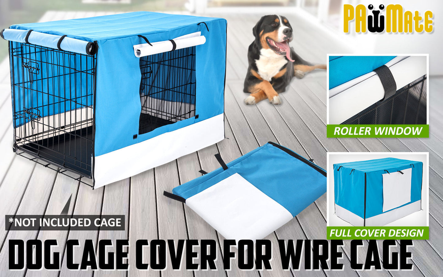 Paw Mate Blue Cage Cover Enclosure for Wire Dog Cage Crate 24in - Pet And Farm 