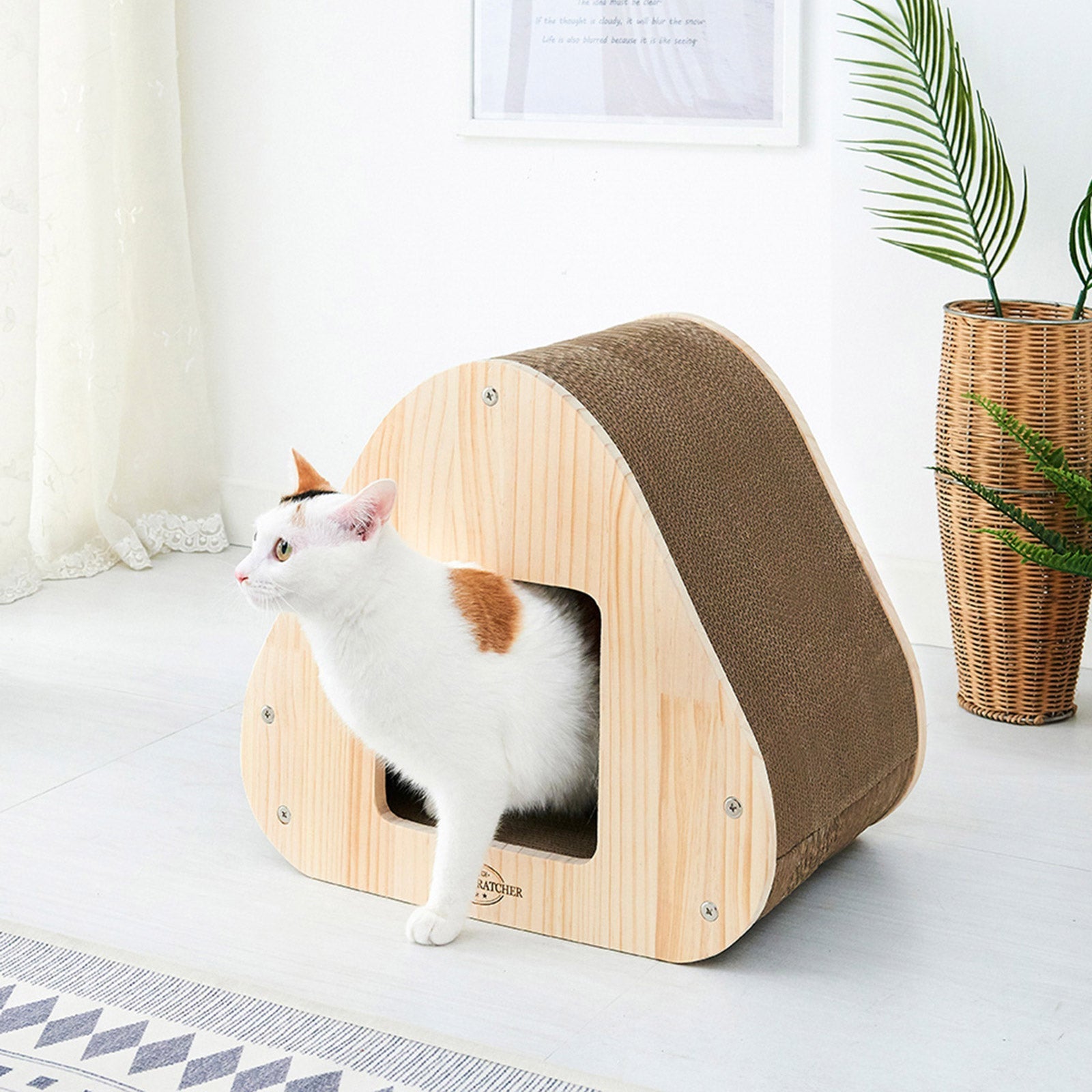 Yaomi Wood Triangle Cat Scratcher Sofa Pet Bed - Pet And Farm 