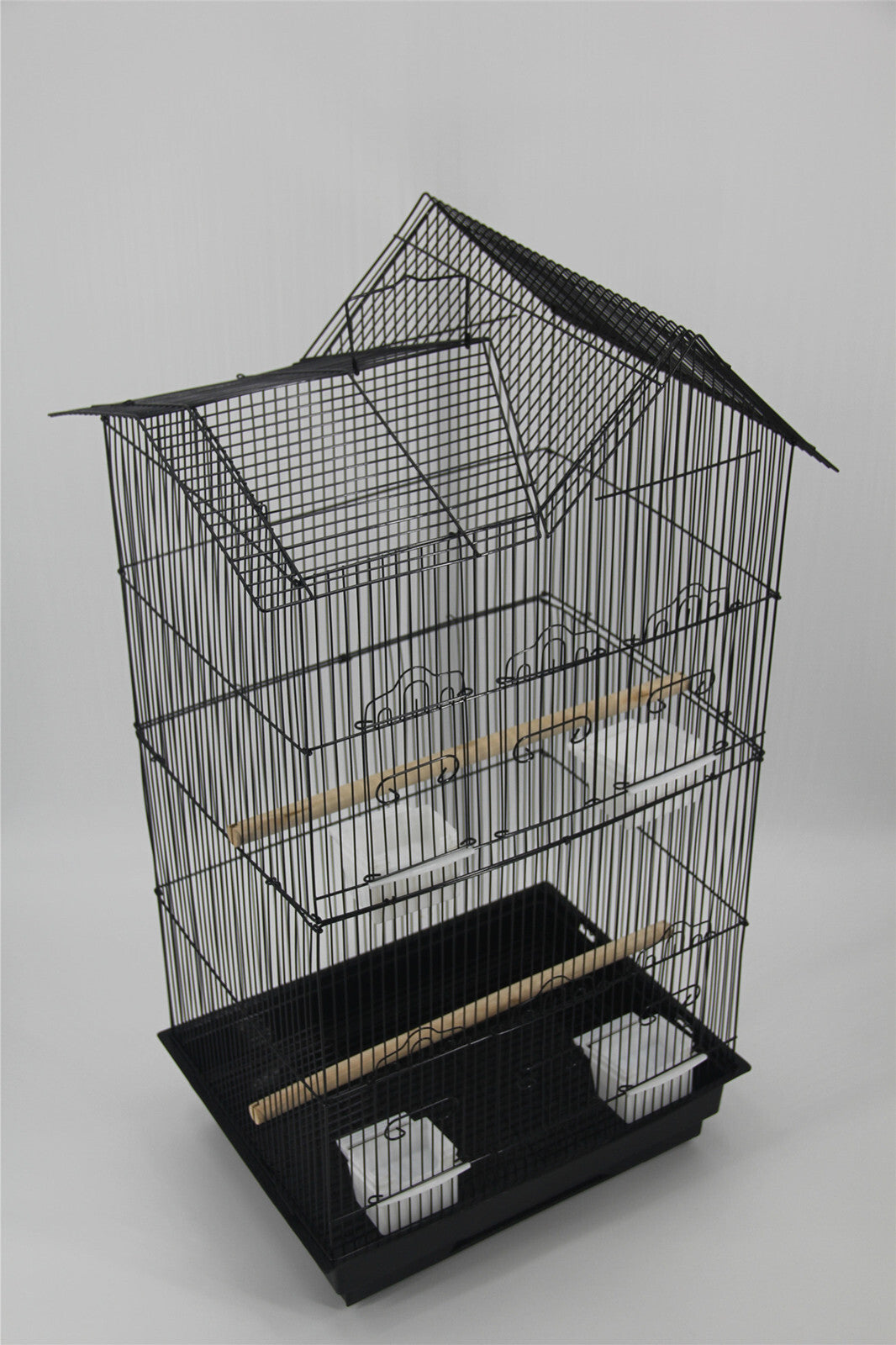 YES4PETS Medium Size Bird Cage Parrot Budgie Aviary with Perch - Black - Pet And Farm 