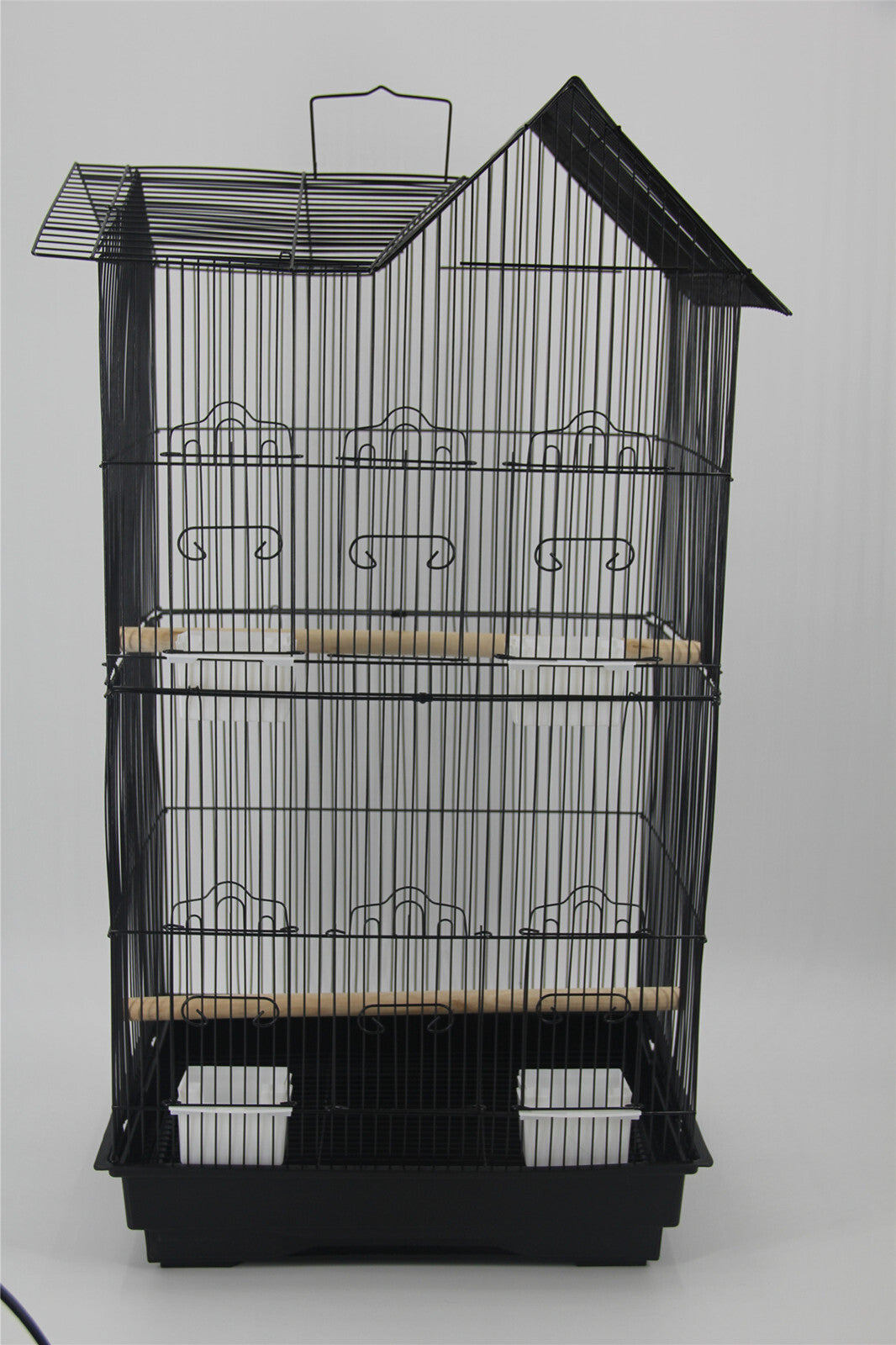 YES4PETS 4 X Medium Size Bird Cage Parrot Budgie Aviary with Perch - Black - Pet And Farm 